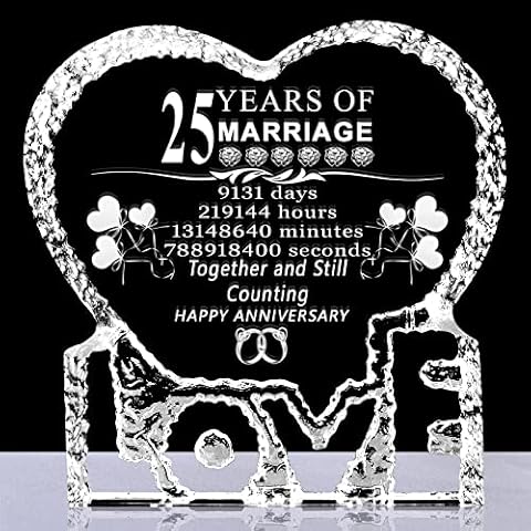 QIANRUNA 25 Year 25th Anniversary Wedding Gifts for Her Him, 25 Years of Marriage Silver Anniversary Wedding Gifts for Couple Husband Wife Valentines Day Cover