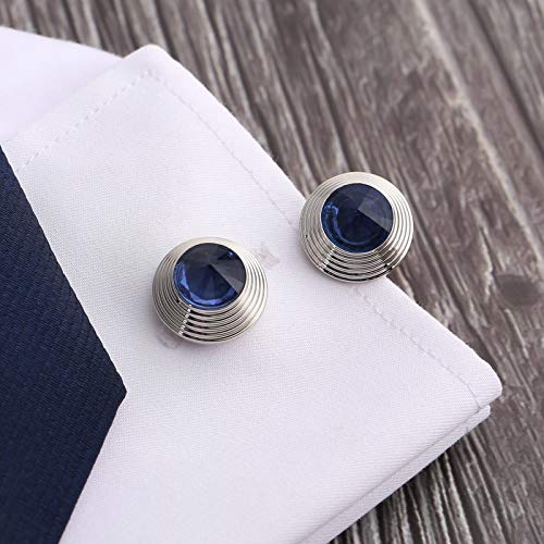 Mancuernillas para hombre con esfera azul y acero inoxidable miniatura 6