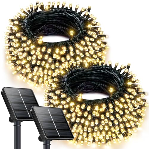 OZS 2PK 240LED Solar Christmas String Lights Outdoor Waterproof | ...