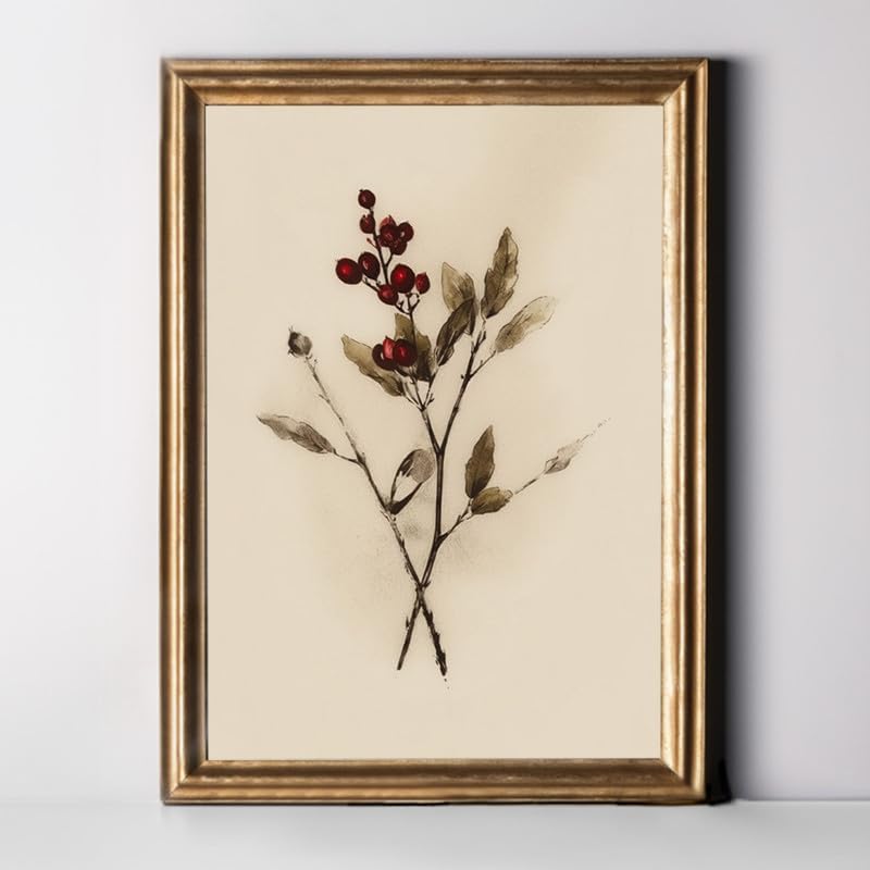 Miniatura 1 de Madelynn Ave Póster de pintura de pared ultra mate, decoración de pared de acebo de invierno, Navidad, póster impreso para sala de estar,