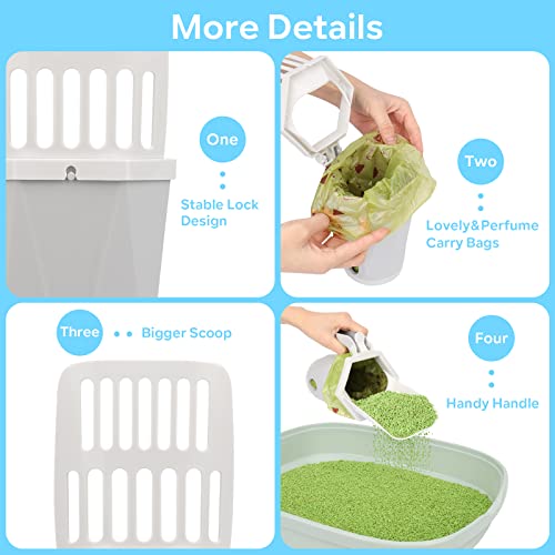 Pelle à Litière pour Chat avec Support, PWEZON Poubelle à Litière pour Chat avec 120 Sacs, Ramasse Crotte Litiere Chat Grande Capacité - Image 6