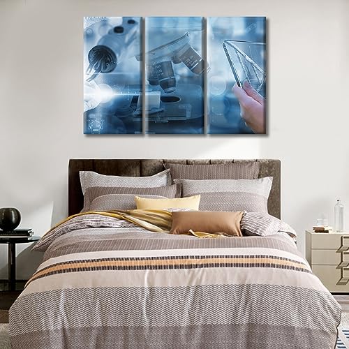 Image of TUMOVO Scientists and Scientific Experiments Artwork Home Decor Posters and Prints Medical Wall Art for Living Room 3 Pieces Medicine Concept Wall Decor Framed Ready to Hang (42 inch Wx28 H)