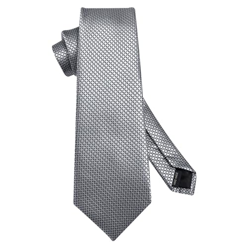 Image of HISDERN Ties for Men Plaid Checkered Tie with Pocket Square Woven Business Formal Necktie Handkerchief Set Wedding Party