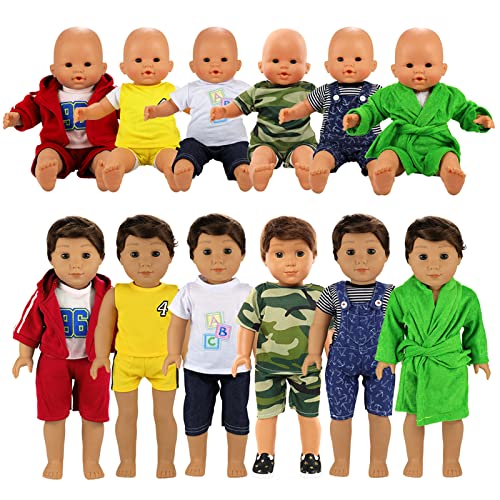 BARWA Boy Doll Clothes 6 Sets Doll Clothes Daily Casual Clothes Outfits Compatible for 14 to 16 Inch and 18 Inch Dolls