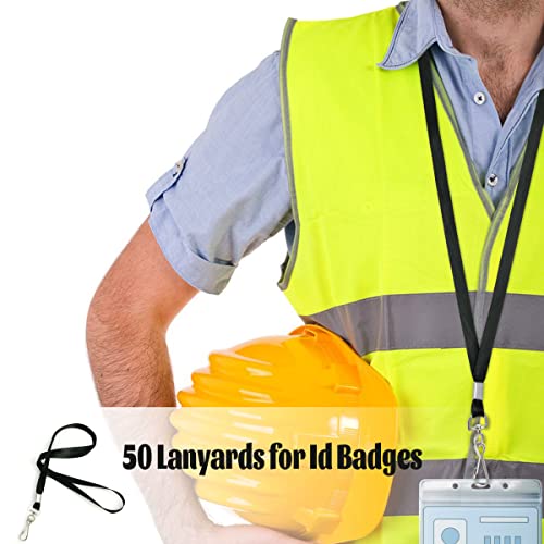 Loconha 50 Pack Black Lanyards Lanyards For Id Badges Lanyards Safety Badge Lanyard 36" With Swivel Hook #TOP5