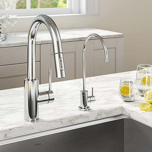 KRAUS Oletto Pull-Down Kitchen Faucet and Purita Water Filter Faucet Combo in Chrome, KPF-2620-FF-100CH - image 2