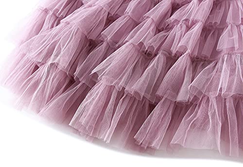 ebossy Women's Sweet Ruffled Tutu Tulle Fairy Skirt Elastic High Waist Tiered Mesh Mid Skirt with Lined4