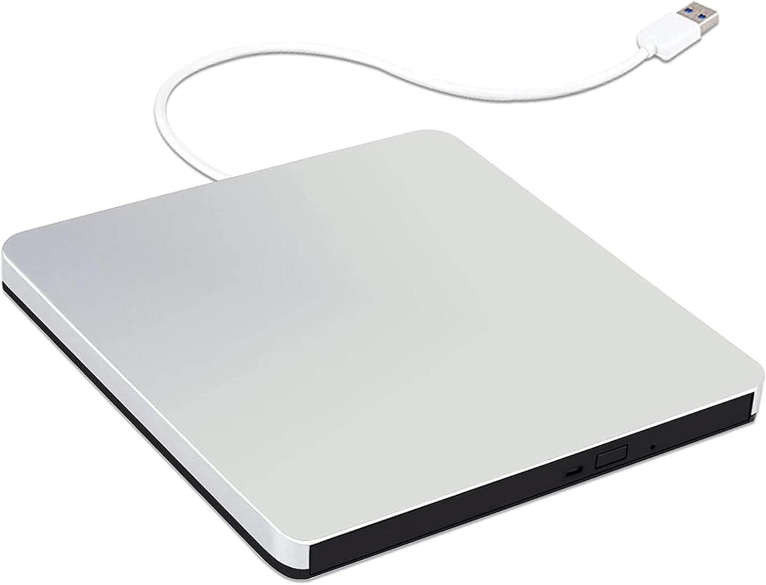 External USB 2.0 DVD Drive, DVD +/-RW CD +/-RW Writer Burner Player with Classic Silvery for MacBook Air, MacBook Pro, Mac OS, PC Laptop