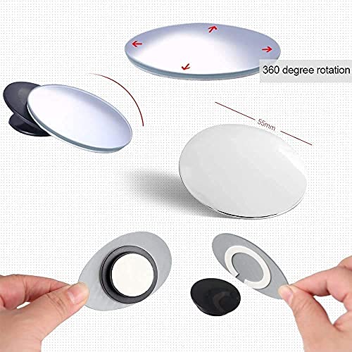 Image of CarFrill Blind Spot Mirror, HD Glass Convex Lens Frameless Adjustable Blind Spot Mirror for All Universal Vehicles Car Stick-on Design (Round 2 Pic))
