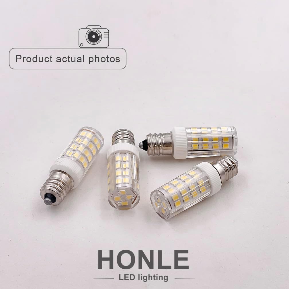 E12 LED Light Bulbs 3W Equivalent 30W Halogen Bulb Warm White 3000K T3 T4 Edison Screw Candle Base Mini Non Dimmable AC110-120V for Ceiling Fan, Chandelier, Indoor Decorative Lighting Pack of 4
