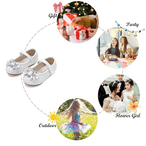 Image of Felix & Flora Girls Toddler Little Ballet Shoes - Flower Girls Mary Jane Flats Dress Shoes Party Wedding