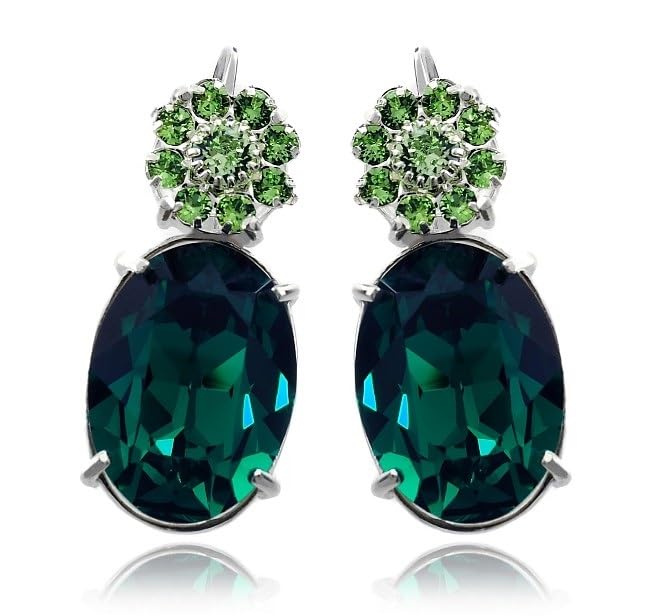 Boucles d'oreilles argent 925 cristal émeraude pour sublimer vos soirées