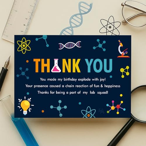 Image of Just Party Science Theme Thank You Cards for Return Gifts for Birthday Party (Pack of 10) | Colourful STEM Thank You Tags for Return Gift for Kids, Boys & Girls