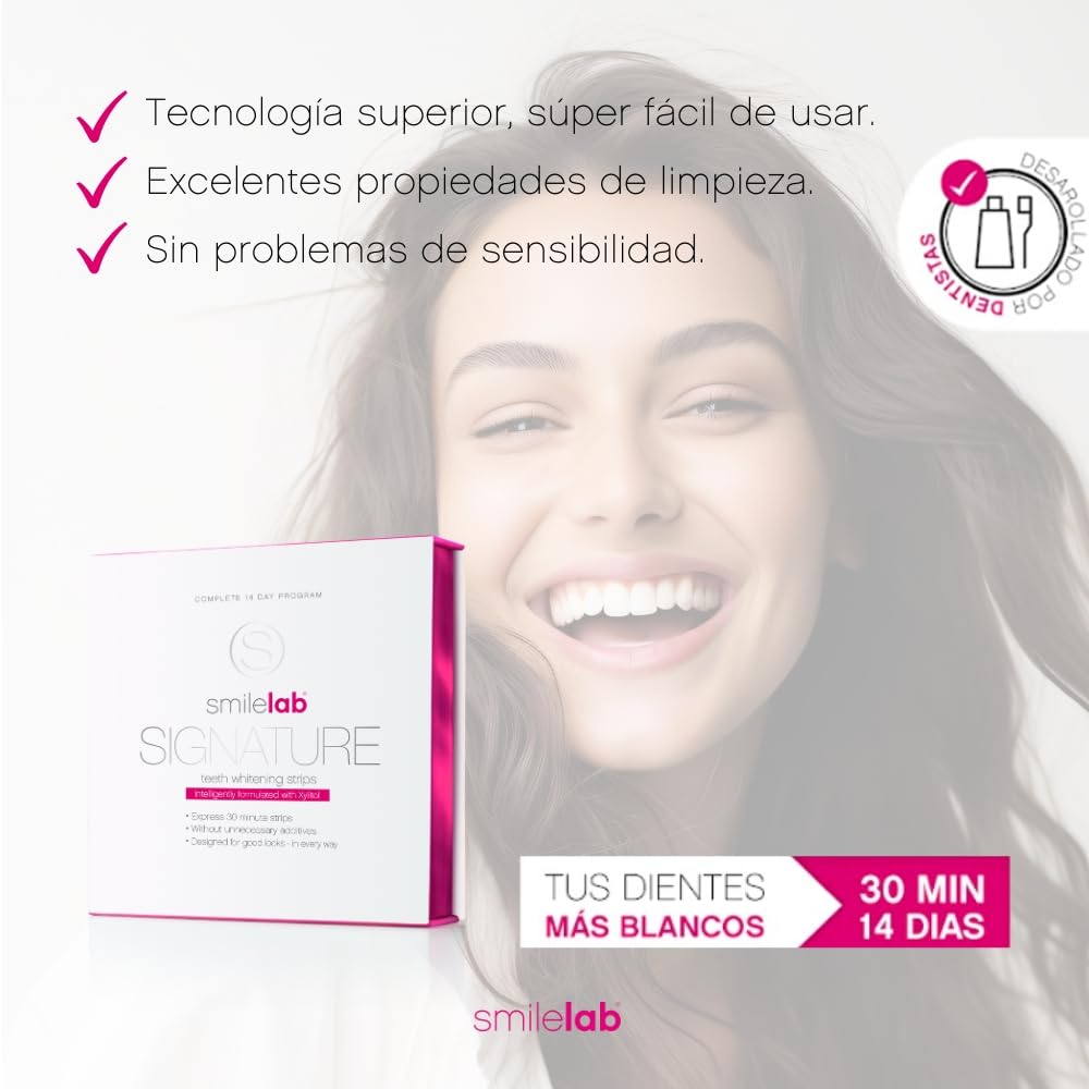 Segnature strisce sbiancanti | 14 strisce doppie | Trattamento sbiancante completo | Sbianca i denti | Con Xilitolo | Nessun problema di sensibilità