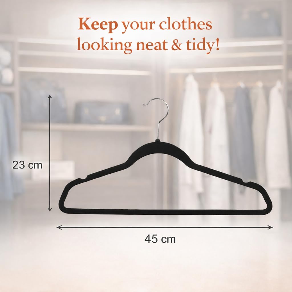 MARKET 99 Black Non-Slip Velvet Suit Hangers Set of 20 | Ultra-Thin Space-Saving Clothes Hangers with 360Β° Swivel Strong Hook | Durable Hangers for Coats, Shirts, Jackets & Dresses 2
