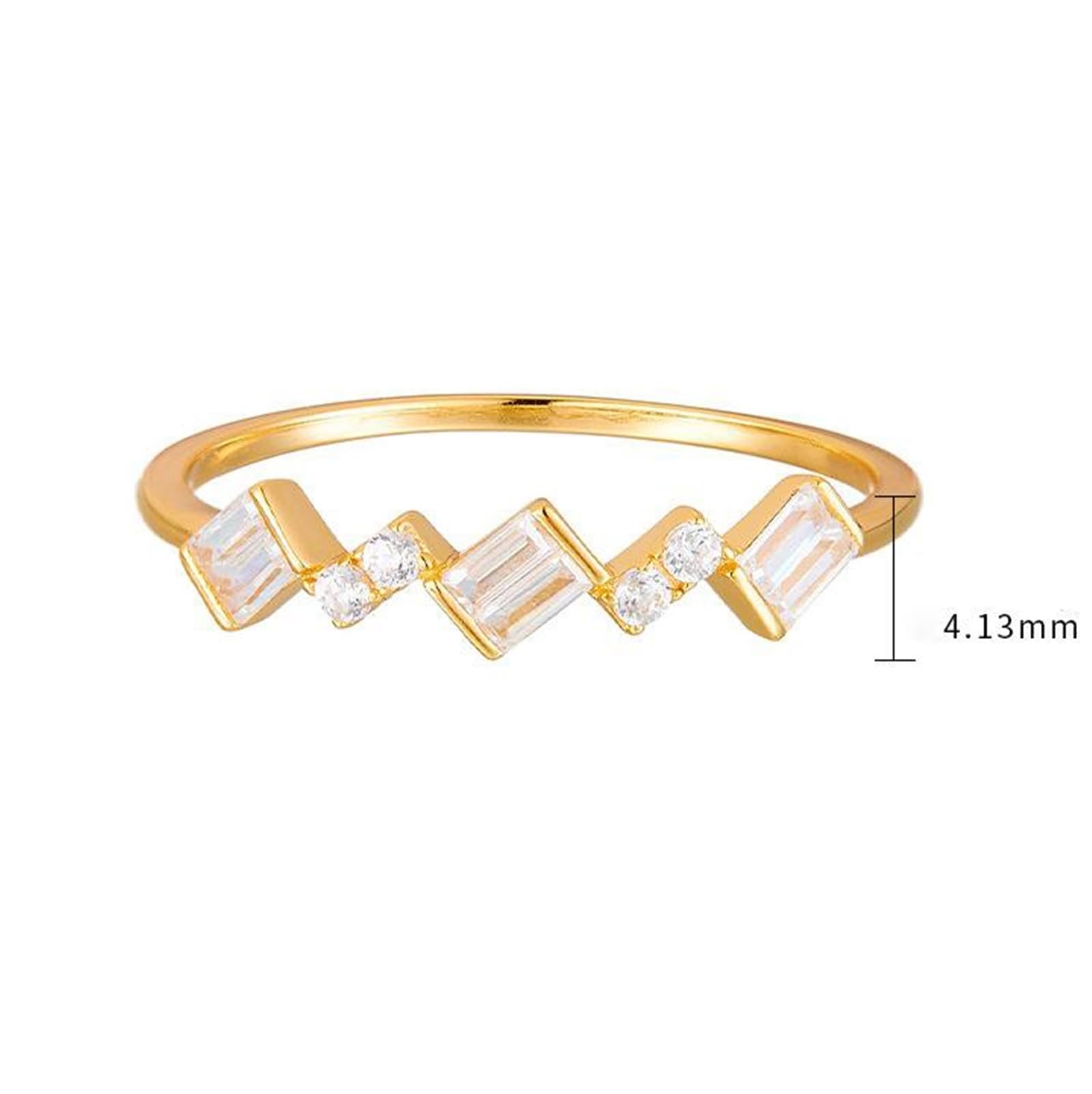 Anillo de compromiso de oro auténtico de 9 K/14 K/18 K con moissanita baguette, forma clásica