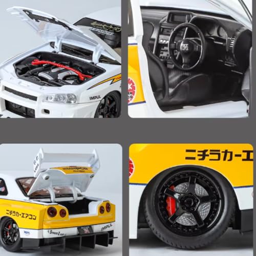 Image of PLUSPOINT Diecast Metal Skyline LB-ER34 Super Silhouette RHD Liberty Walk Dition Sports Car 1:24 Scale Simulation Model Alloy Toy car with Openable Doors & Light, Music Toy Vehicle for Kids, Adults