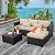 Outdoor Furniture Set 3 Pieces Wicker Patio Furniture Outdoor Sectional Patio Couch Outdoor Coffee Table with Storage All-weather Non-slip Cushions Waterproof Covers, Khaki