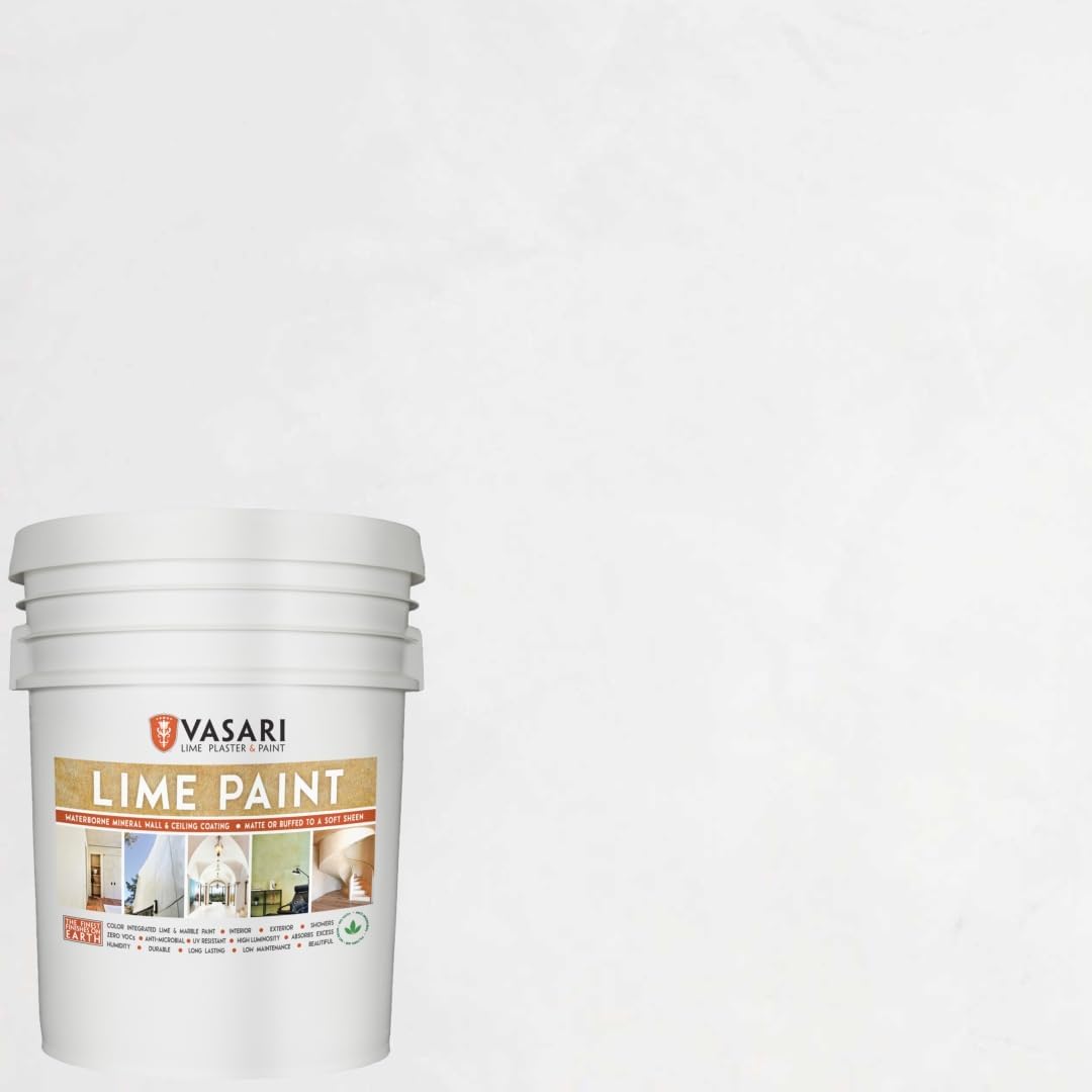 VASARI Lime Plaster & Paint | LIME PAINT | Made from Natural Lime and Powdered Marble | color: Enterprise #19 | size: 5 Gallon