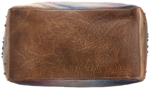 Image of Anuschka Women's Genuine Leather Shoulder Bag | Hand Painted Original Artwork | Classic Hobo With Studded Side Pockets | Genuine Leather