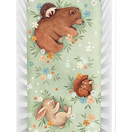 Rookie Humans 100% Cotton Sateen Fitted Crib Sheet: Enchanted Meadow. Floral Woodland Crib Sheet. Use as a Photo Background for Your Baby Pictures. Standard Crib Size (52 x 28 inches)