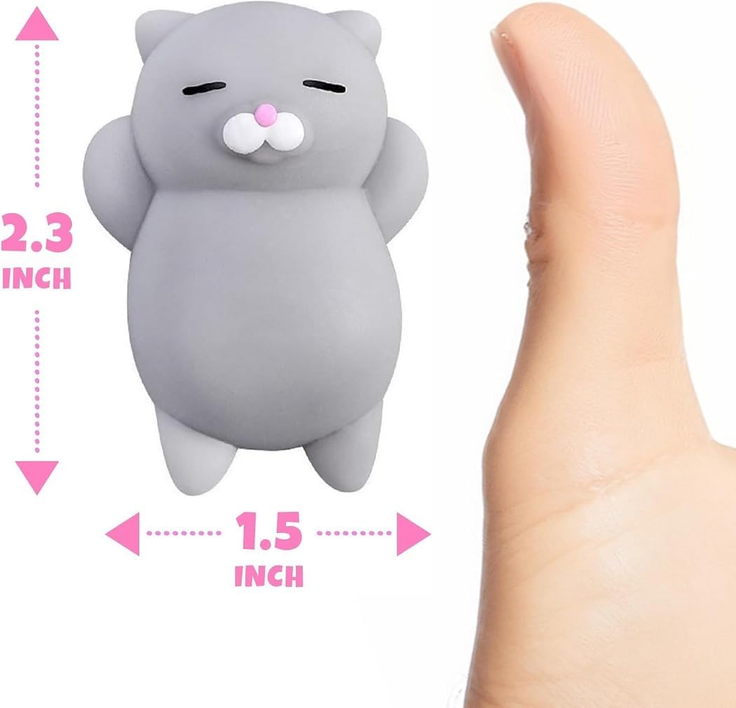 RMISODO Squishies Kawaii, 4 Pcs Cat Squishy Mini Squishies Stress Mochi Cute Animals Cat - Size: 2.3 inch x 1.5 inch