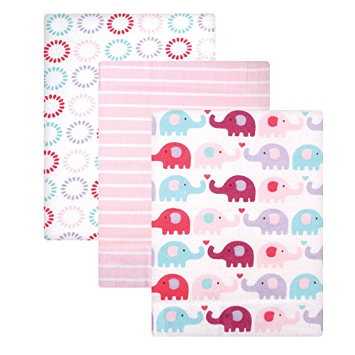 Image of Luvable Friends Flannel Receiving Blanket, Pink Elephants