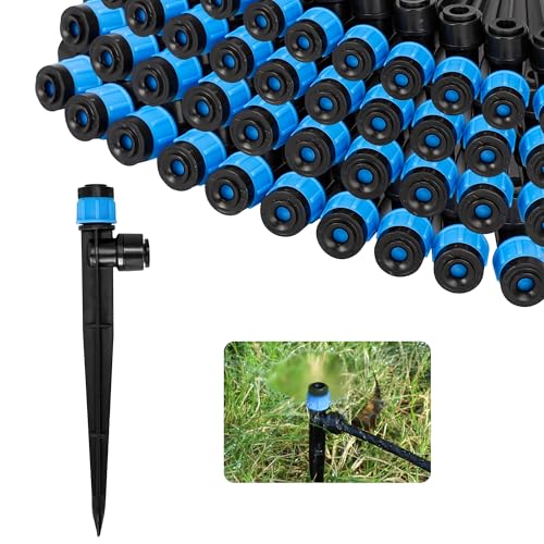 MIXC Drip Irrigation Emitters – 40 Pack Quick to Connect Drip Emitters for 1/4” Tubing, Adjustable Water Flow, Drip System Parts for Outdoor Watering(Drip Emitter Vortex) Drip Emitter Vortex