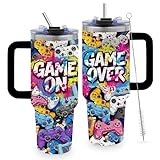 TNASURHUS Gaming Gamer Gifts for Men, Video Game 40oz Tumbler with Handle, Gamings Gamepad Bottle for Adults, Birthday Gifts Gaming Mugs for Gamer Room Decor for Son, 1PCS