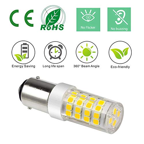 Gaormii Ba15D Led Bulb 5W, Double Contact Bayonet Base, T3/T4/C7/S6 120V 40W Halogen Replacement Bulb For Sewing Machine Light, Pendant Lights, Vacuum Cleaner, Desk Lamp, Daylight White 6000K, 5 Pack #TOP4