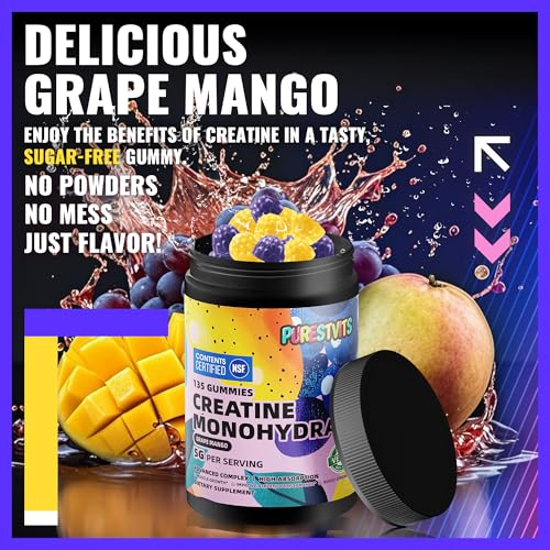 Image of NSF Certified Creatine Monohydrate Gummies for Men &Women.Grape Mango