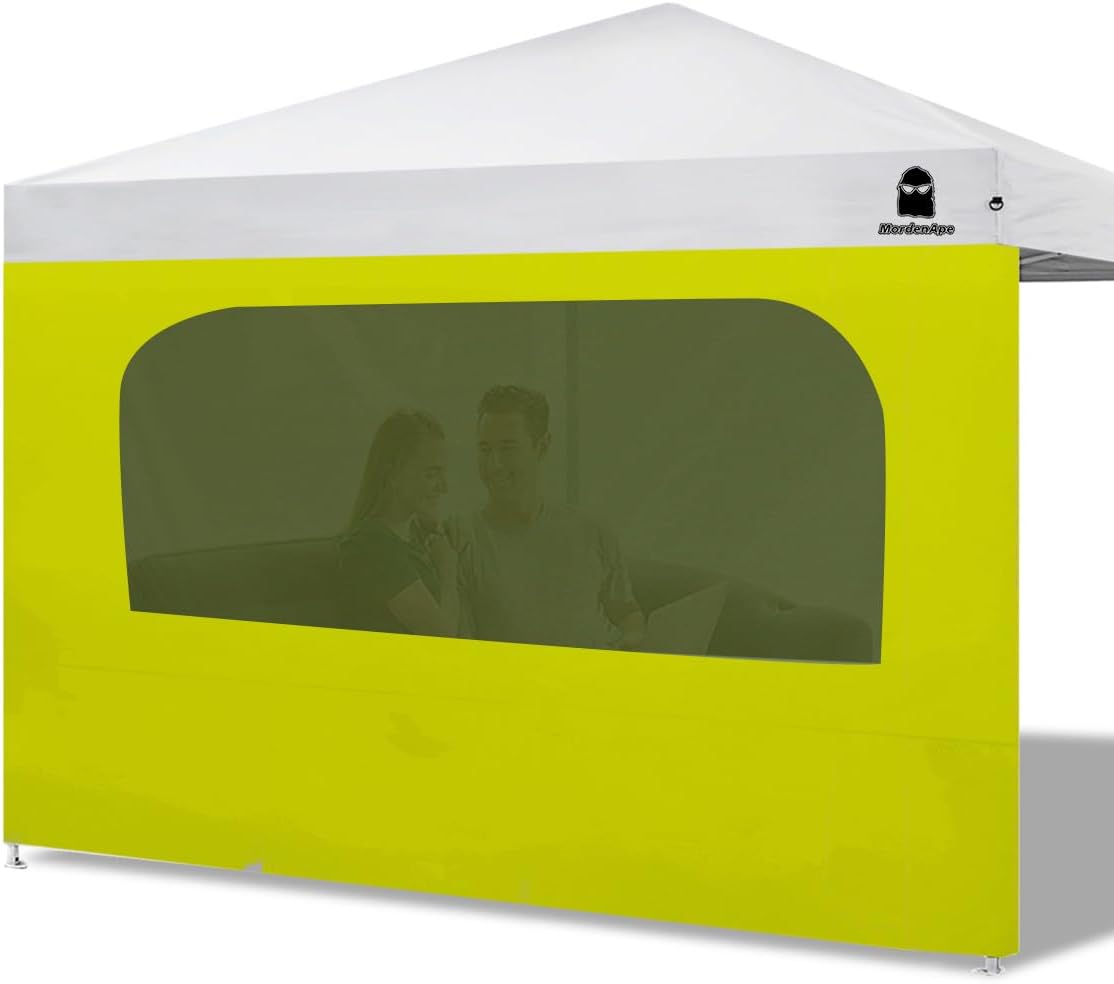 Canopy Sidewall with Window Fits 10x10 Straight Leg Canopy Tents, Outdoor Instant Popup Canopy Sidewalls, 1 Pack (Actual Size: 120" W x 76" H, Yellow with Silver Coating)