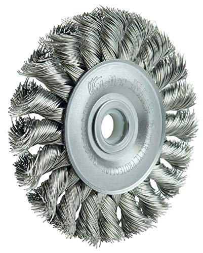 Image of Weiler 08274 3 inch Standard Twist Knot Wire Wheel, .020 inch Stainless Steel Fill, 1 /2 inch-3 /8 inch Arbor Hole, Made in The USA (Pack of 10)