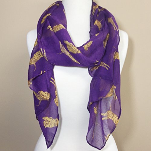 Gypsy Jewels Tiger Purple & Yellow Lightweight Thin Poly Scarf (Long Straight)2
