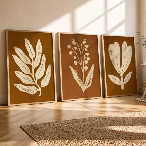 Image of kotart Botanical Art Home Decoration Painting | Floral Aesthetic Paintings With Frame For Living Room Bed Room Hotel Wall Decor Digital Reprint Set of 3 (14x20 Inch)