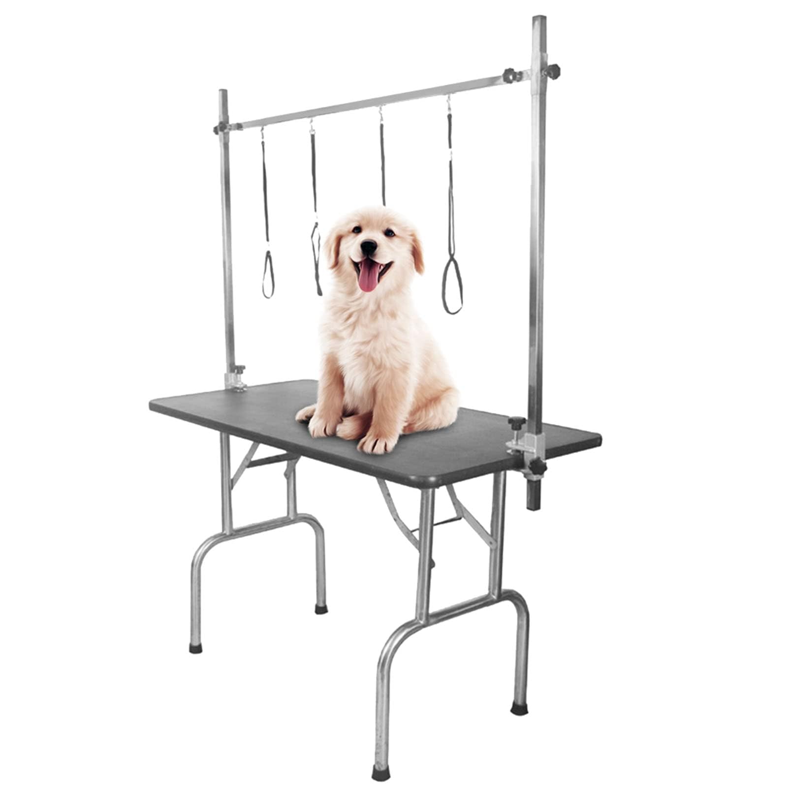 Dog Grooming Table, Stainless Steel Pet Grooming Table Dog Grooming Station Small Grooming Table with Adjustable Height Clamp Holder for Dog Cat (1.1m table bracket)