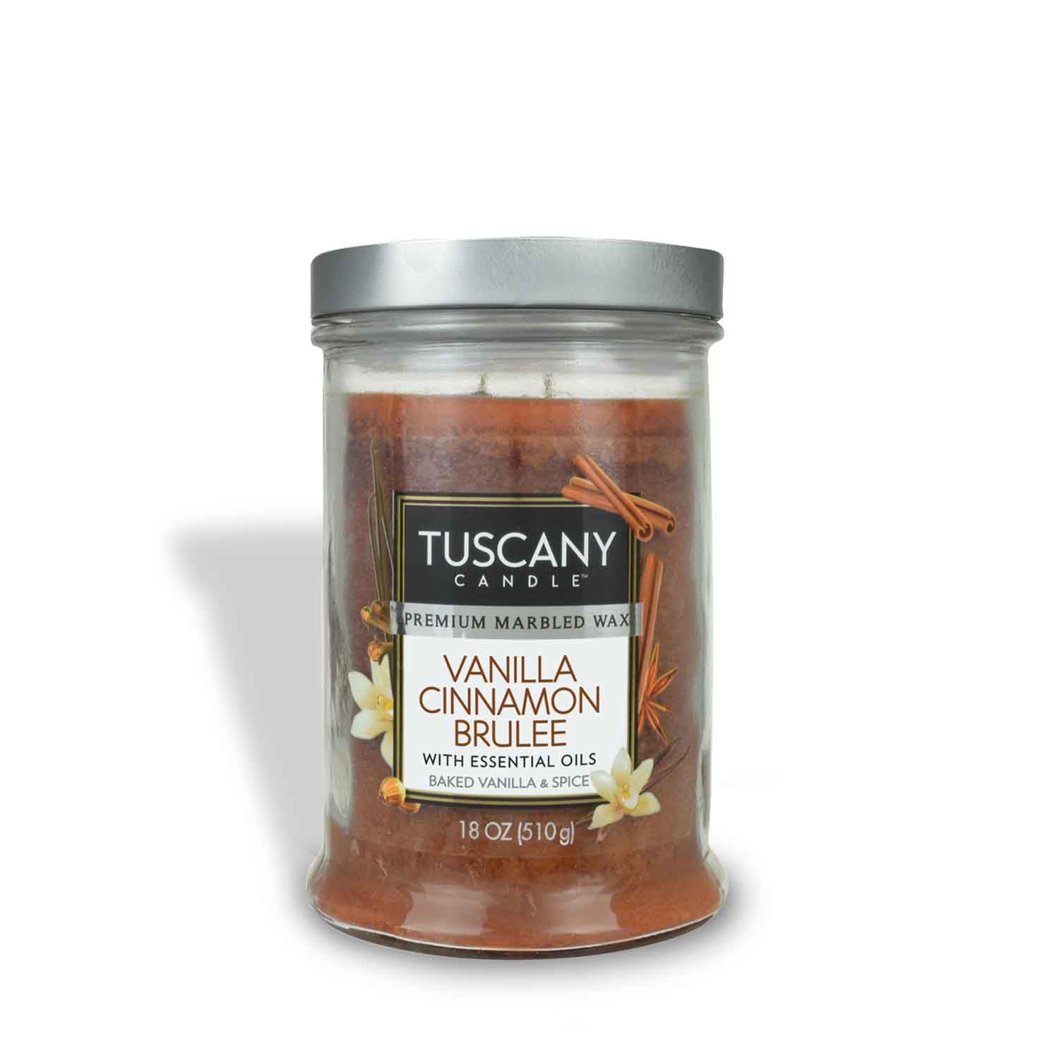 Tuscany Candle Vanilla Cinnamon Brulee 18 oz Jar | Long-Lasting Scented Candle for Home