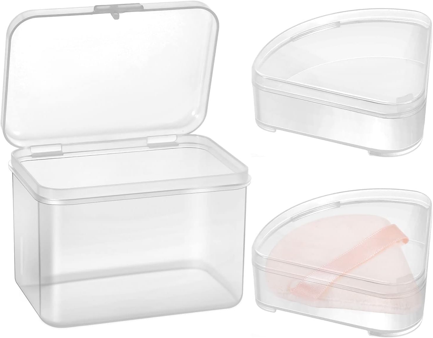 3 Pcs Makeup Sponge Holder Case, Beauty Blender Cosmetic Egg Powder Puff Protective Container Storage Box for Travel (Transparent)