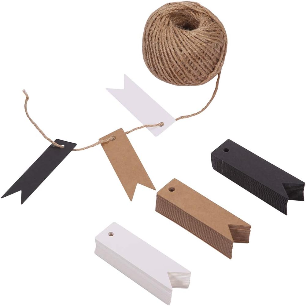 150ct Kraft Gift Paper Tags Labels with String Natural Jute Twine for Gift  Wrapping Thank You Tag (3 Colors) (Fish Tail)