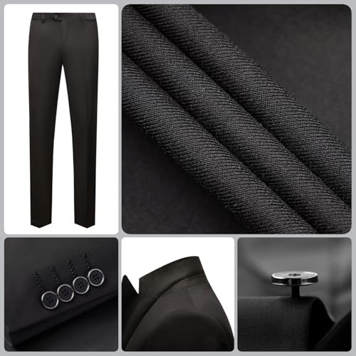 Men Suit 3 Pieces Slim Fit Solid Color Peaked Lapel Tuxedo Jacket Blazer for Party Prom Wedding3