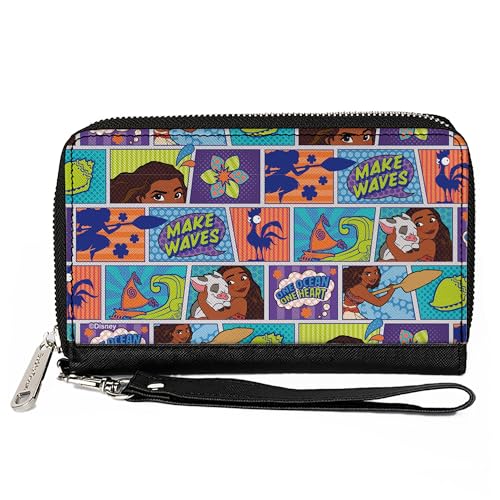 Disney Wallet, Zip Around, Moana Make Waves Scene Blocks Blues, Vegan Leather