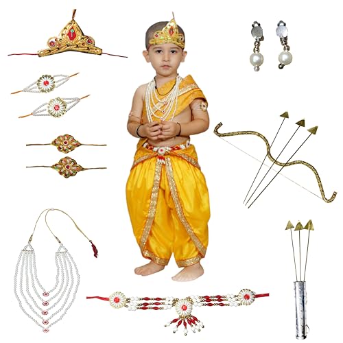 Image of Kaku Fancy Dresses Ramayan Costume for Kids | Infant Baby Ram Dress | Mata Sita /Seeta Costume | Hanuman Costume for Boys with Accessories