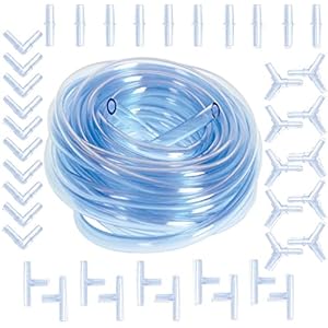 RUNCCI-YUN Acquario Accessori Standard,5M 4mm/6mm Tubo Ossigeno Acquario,con L, I, Y, T-connettori