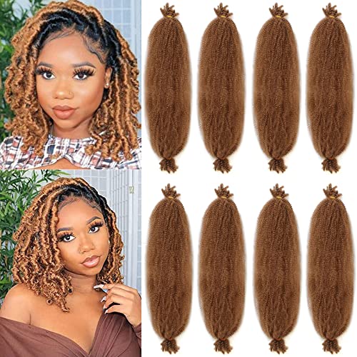8 Packs Pre-Separated Springy Afro Twist Hair 16 Inch Spring Twsit Crochet Braids Hair For Butterfly Soft Locs Light Golden Brown Synthetic Marley Twist Braiding Hair Extension For Women(10 Strands/Pack,27#) #TOP11