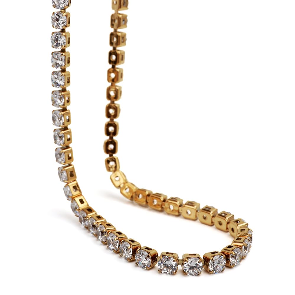 Amazon | [silver KYASYA]ステンレス テニスチェーンネックレス 幅3mm