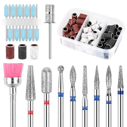 10 punte per fresa per unghie, con 75 pezzi, nastri abrasivi, in lega di tungsteno e ceramica, per gel acrilico/cuticle Removalper unghie gel