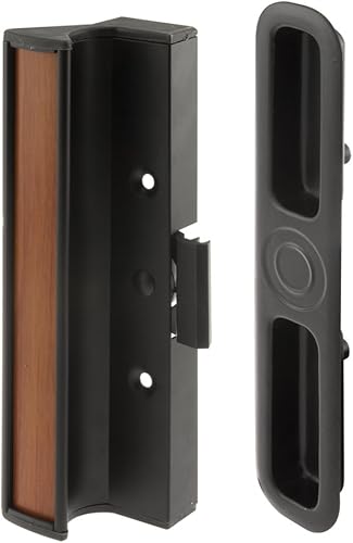 Prime-Line C 1201 Manija de puerta corrediza estilo abrazadera de aluminio y fundida a presión, color negro (paquete individual)