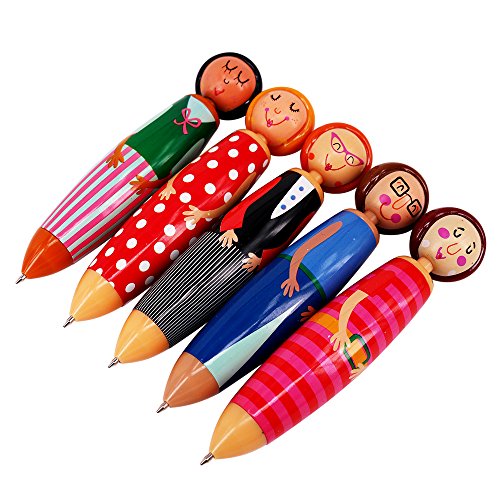 Sunangel® Originality Fashion Designed Doll Pen Cartoon Ballpoint Pen，Cute Creative Stationery And Office Supplies(5Pcs) #TOP1