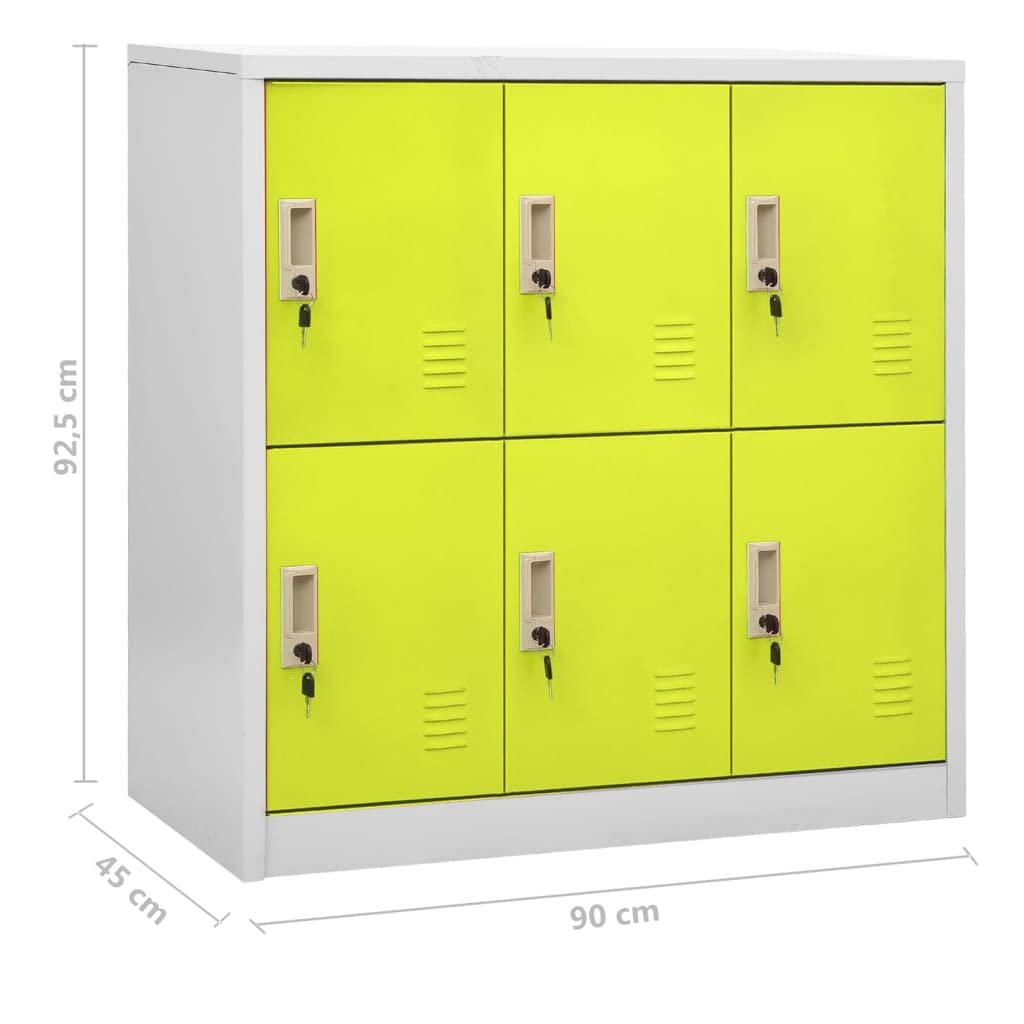 2 armadietti in Acciaio - Grigio e Verde per Ufficio, armadietto in Metallo 90x45x92,5 cm, armadietti Resistenti e sicuri per l'organizzazione del Posto di Lavoro
