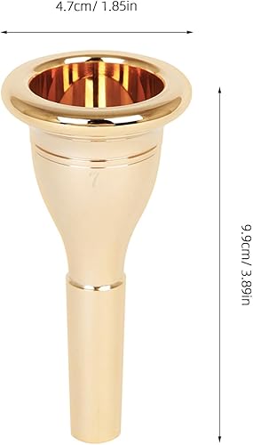 Miniatura 2 de Boquilla de trombón: Boquilla de tuba de latón dorado - Reemplazo de accesorios de instrumento de boca de tuba para estudiantes y profesionales